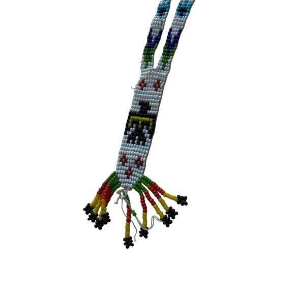 Vintage Thunderbird Seed Beaded Lariat Necklace Aztec Native American Style - Picture 3 of 3